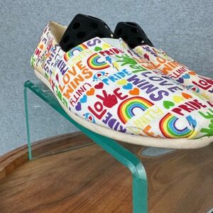 TOMS Alpargata Pride Love Wins Rainbow Canvas Slip On Shoes Womens 9.5 10019038
